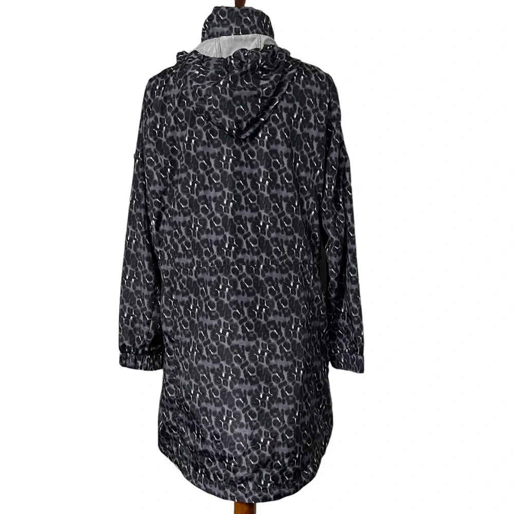 Lucky‎ Brand Mid Thigh Length Rain Jacket Leopard Print Women's